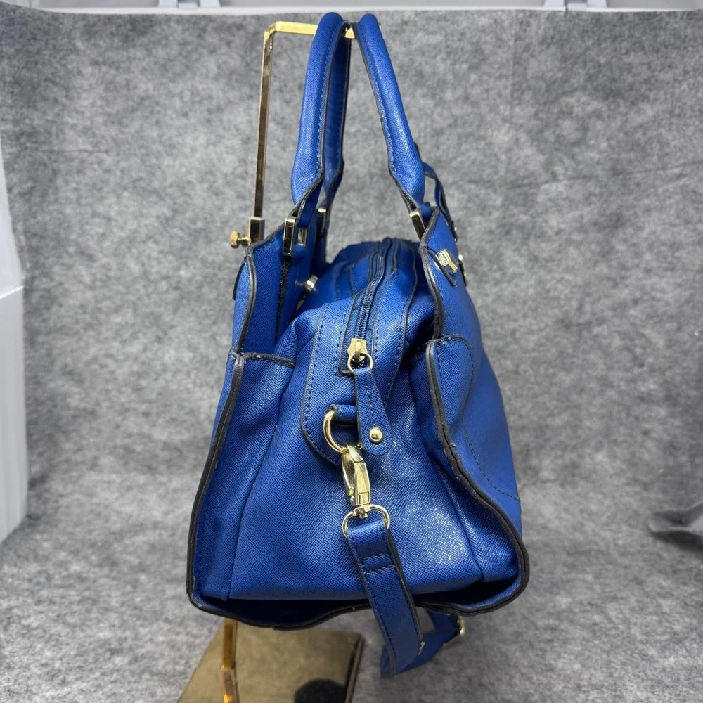 London Fog Royal Blue Satchel with Gold Accent